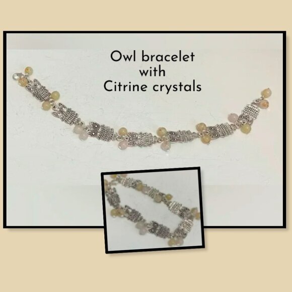 NEW Genuine Citrine gemstone OWL bracelet - Picture 2 of 3